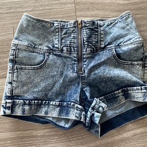 Acid Wash Jean Shorts High Waisted